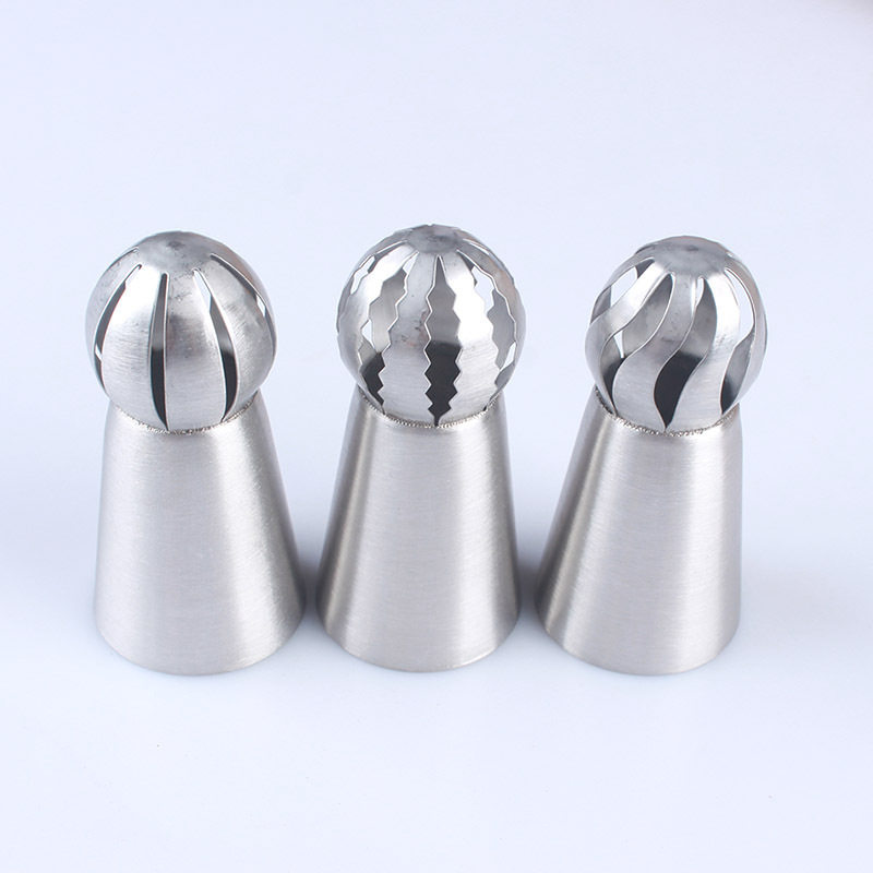 3件套装 火炬花嘴球形奶油玫瑰304不锈钢裱花嘴套装烘焙工具