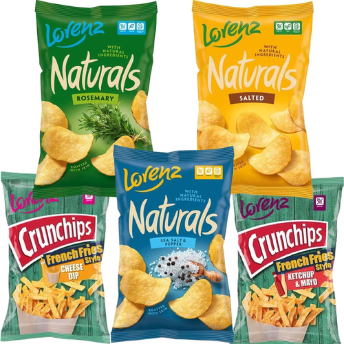 德国劳仑兹Lorenz原切手工经典原味薯片膨化零食海盐薯片100g袋装