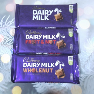 英国进口吉百利Cadbury凯布瑞牌水果干杏仁榛子牛奶巧克力180g