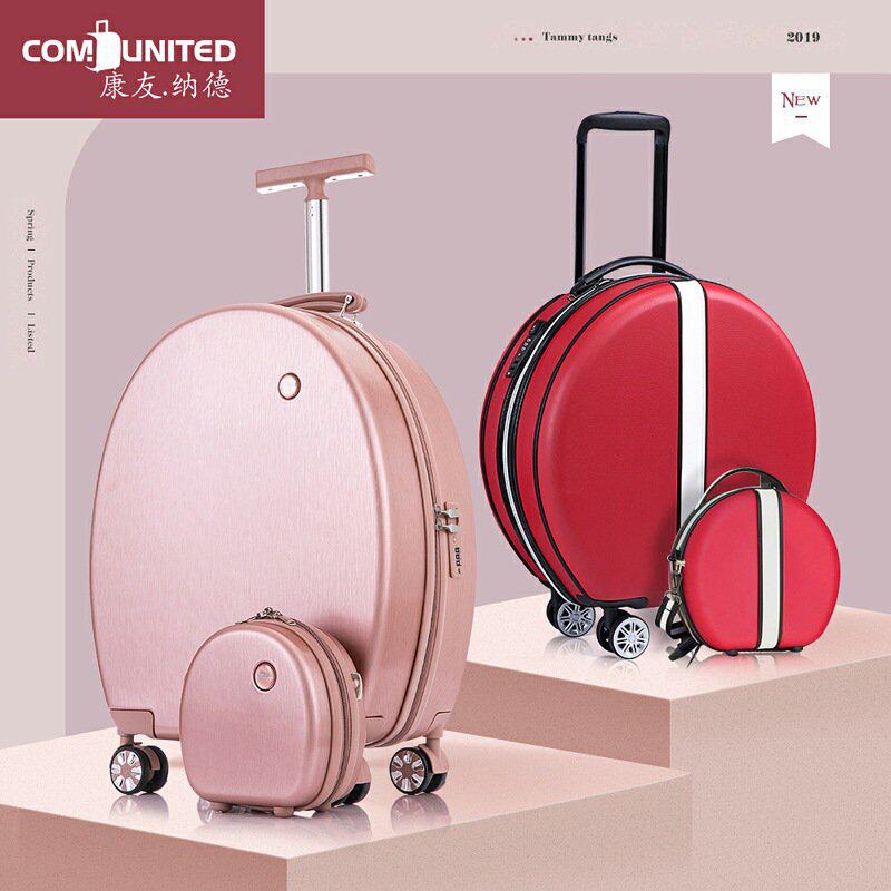 新款轻便拉杆箱小型圆形行李箱logo密码箱网红ins旅行箱韩版