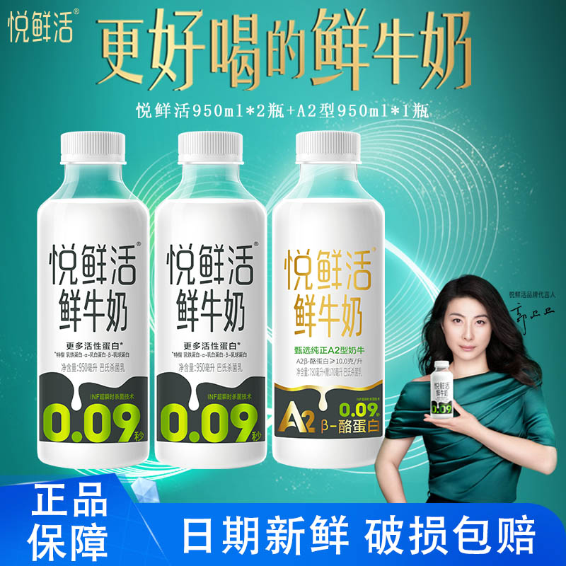 君乐宝悦鲜活牛奶950ml3桶