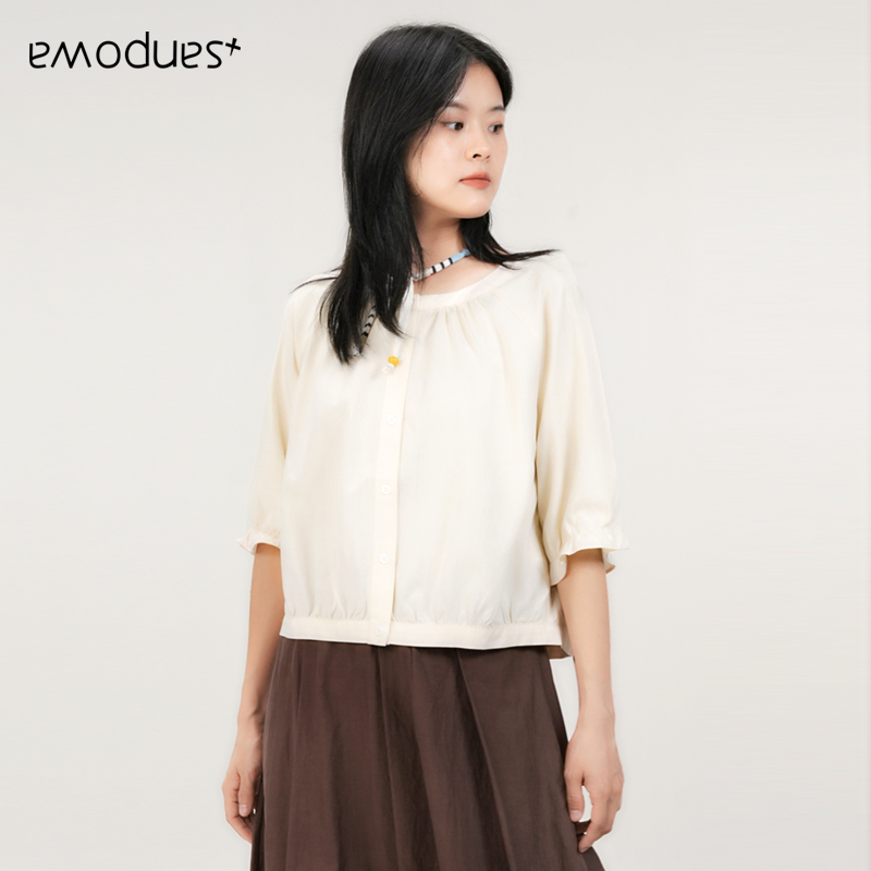 emodues新款时尚百搭五分袖衬衫