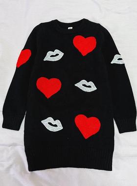 吉亮点儿童女童秋冬 韩版时尚百搭休闲长款毛衣G16308-6507