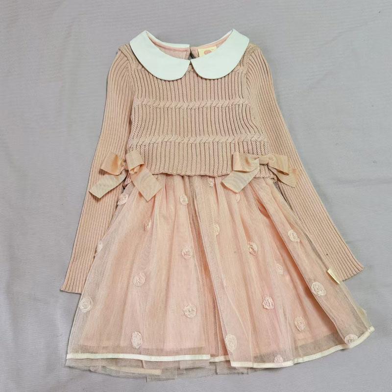 小象Q比女童针织网纱连衣裙