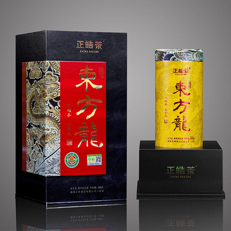 正皓茶普洱生茶 东方龙·龙柱有机茶饮东方国韵尊贵大气666g/盒图片