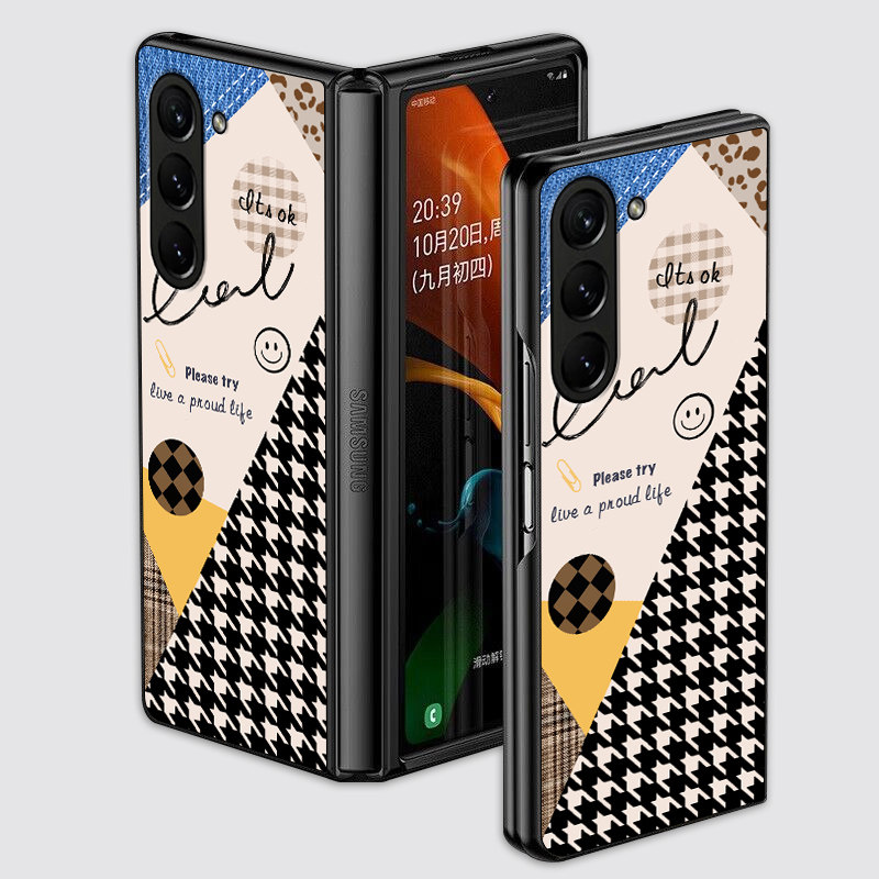 适用于三星z fold5手机壳zfold4/SM-F9360折叠屏皮纹zfold3简约zfold2卡通zfold防摔高颜值定制保护套ins风
