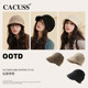 CACUSS帽子女新款 大头围针织帽秋冬户外保暖素颜堆堆帽双层毛线帽