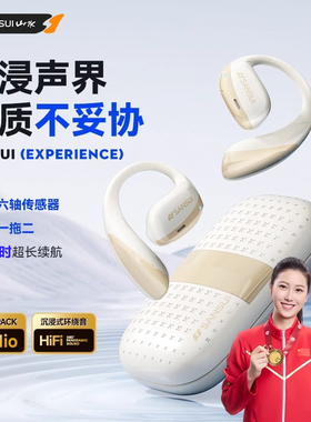 山水T19无线蓝牙耳机气骨传导降噪挂耳式运动跑步专用防水小云盒