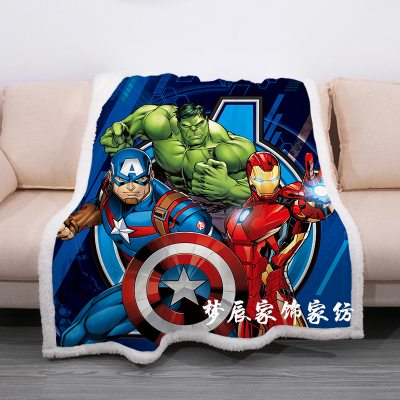 加厚保暖复仇者联盟毛毯漫威加绒毯子儿童男孩蜘蛛侠午睡午休盖毯