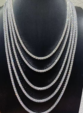 3MM锆石网球链项链女款锁骨链轻奢小众经典款925纯银锆石项链