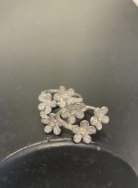 花朵戒指组合戒1件是3个 925纯银镶锆石 活扣开口戒 一款多戴