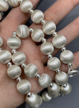 拉丝银球项链 11MM 990足银纯银项链 经典款