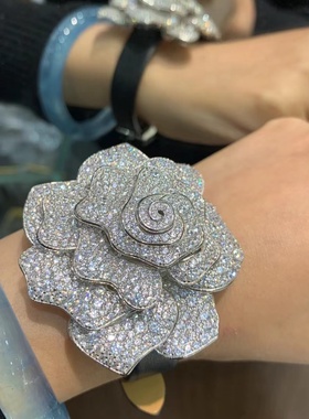 大花朵手镯手链一款多用胸针吊坠可用925纯银镶锆石高档