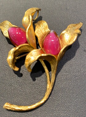 琉璃花朵胸针吊坠双用 铜镶  经典气质 55*48MM 花卉 女式