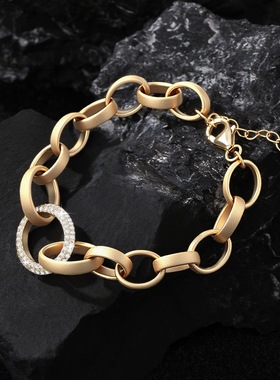 小众设计玫瑰金几何链条手链