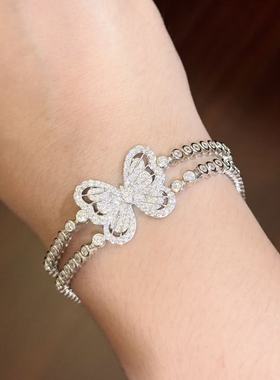 轻奢锆石925纯银蝴蝶手链女小众满天星手饰高级感银色