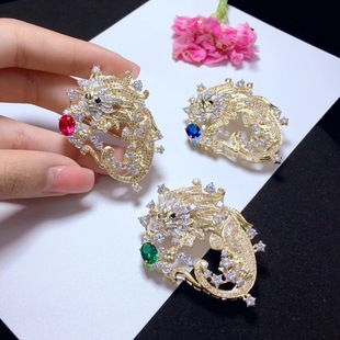 925纯银镶锆石12星座之狮子座胸针项链扣双用 高档胸针 男士胸针