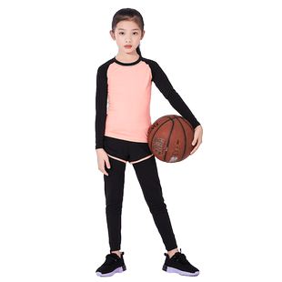 儿童运动紧身长裤女童瑜伽速干裤弹力跑步篮球训练打底健身裤小孩