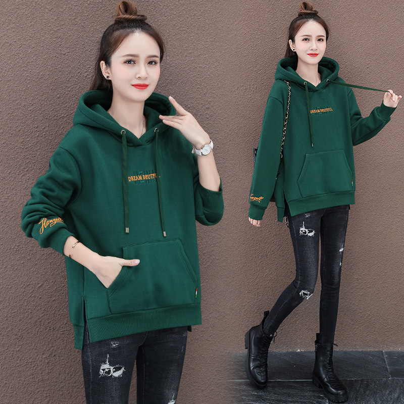 2021新款加絨衛衣女設計感小衆chic港風寬松氣質歐韓洋氣遮肉上衣在類目 女裝/女士精品, 大碼女裝中 - 來自Buy2taobao.com提供專業的淘寶代購服務