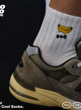 JIOJIOLIKING乔乔莱肯 男女纯棉百搭中筒袜香蕉狗刺绣吸汗袜子