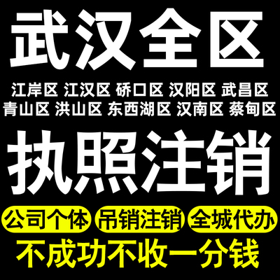 武汉个体户注销执照注销江岸江汉硚口汉阳武昌青山洪山汉南蔡甸区