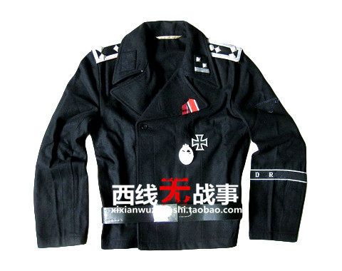 德军精英装甲兵夹克套装 黑色毛呢战车服 坦克兵军士长上衣套装