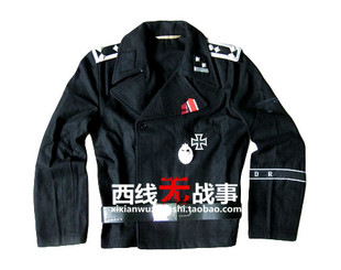德军精英装甲兵夹克套装 黑色毛呢战车服 坦克兵军士长上衣套装