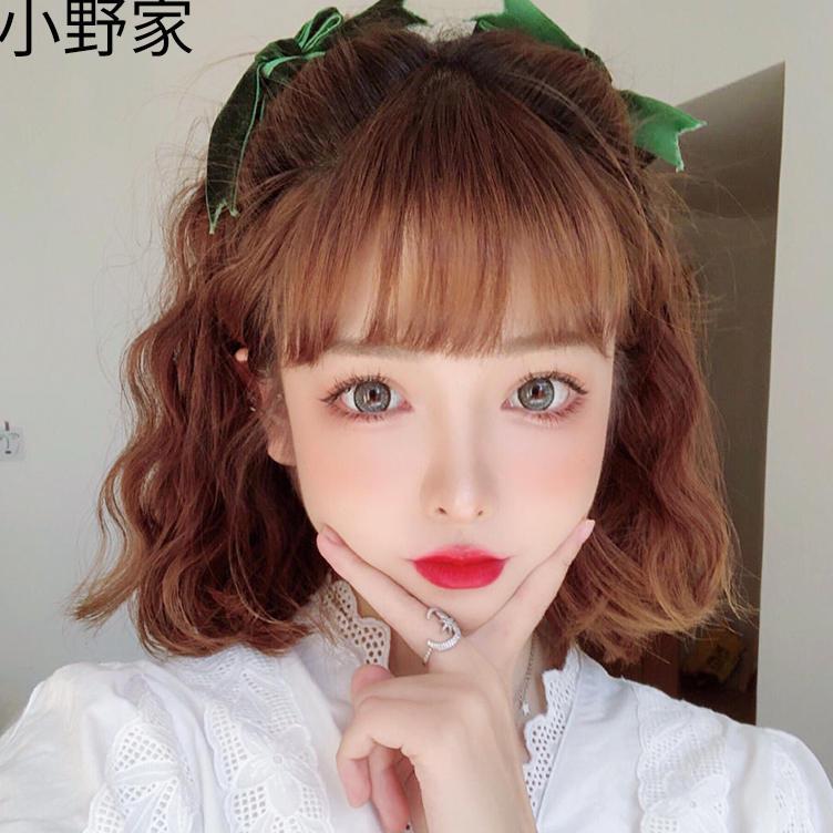 2023短发造型假发女泡面头套卷发真人发丝韩式面卷羊造型头套整顶