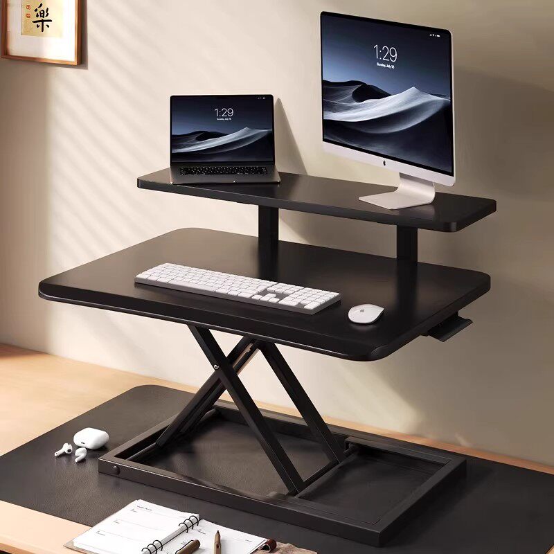 站立式办公桌可升降工作台家用电脑桌台式增高笔记本桌面折叠支架