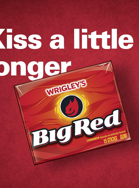 美国原装进口WRIGLEY'S Big Red 大红色肉桂咀嚼口香糖 一盒10包