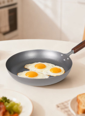 日本制造原装进口Summit 窒化凹凸纹平底煎锅 无涂层轻便不粘铁锅