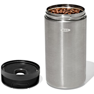 美国OXO 专业不锈钢咖啡储存罐 咖啡豆咖啡粉保鲜密封罐旅行便携