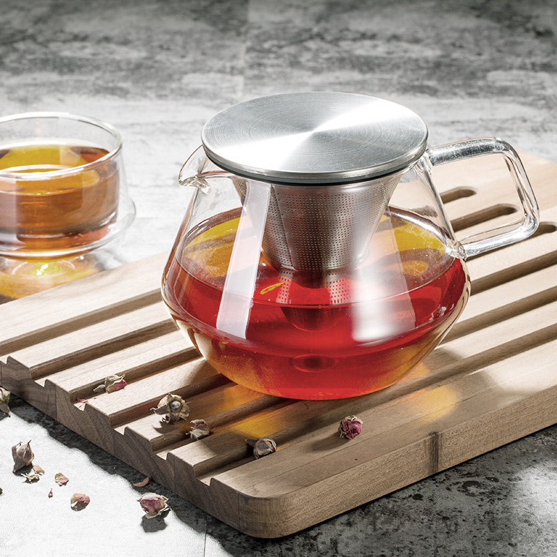 日本Kinto CARAT系列不锈钢过滤茶壶 日式简约设计耐热玻璃茶杯