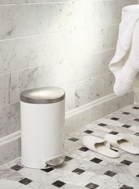 美国simplehuman 高端不锈钢脚踏式静音垃圾桶 半圆形缓落盖 10L