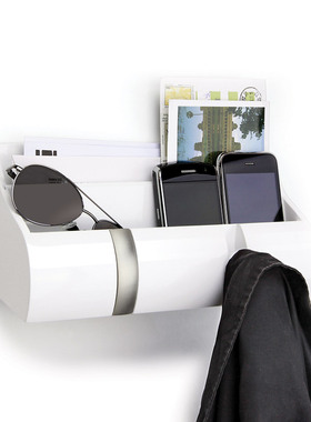 umbra Cubby卡比实木多功能收纳盒附带挂钩衣帽壁饰挂钩