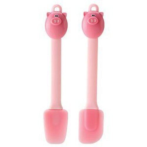 美国joie 巧宜儿超可爱小猪耐热硅胶迷你小铲两件套 刮刀烘焙用具