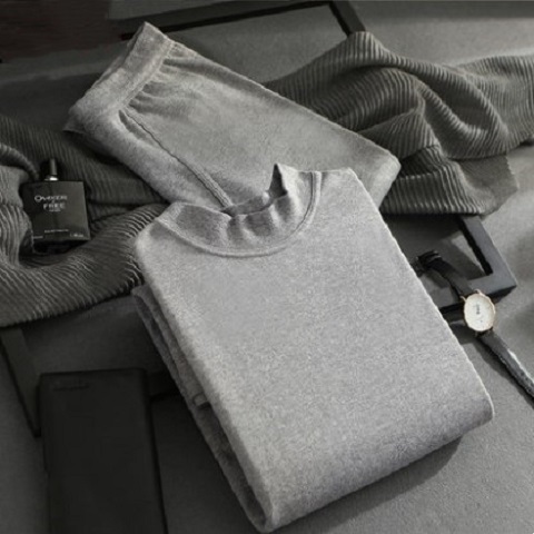 全棉半高领保暖内衣套装