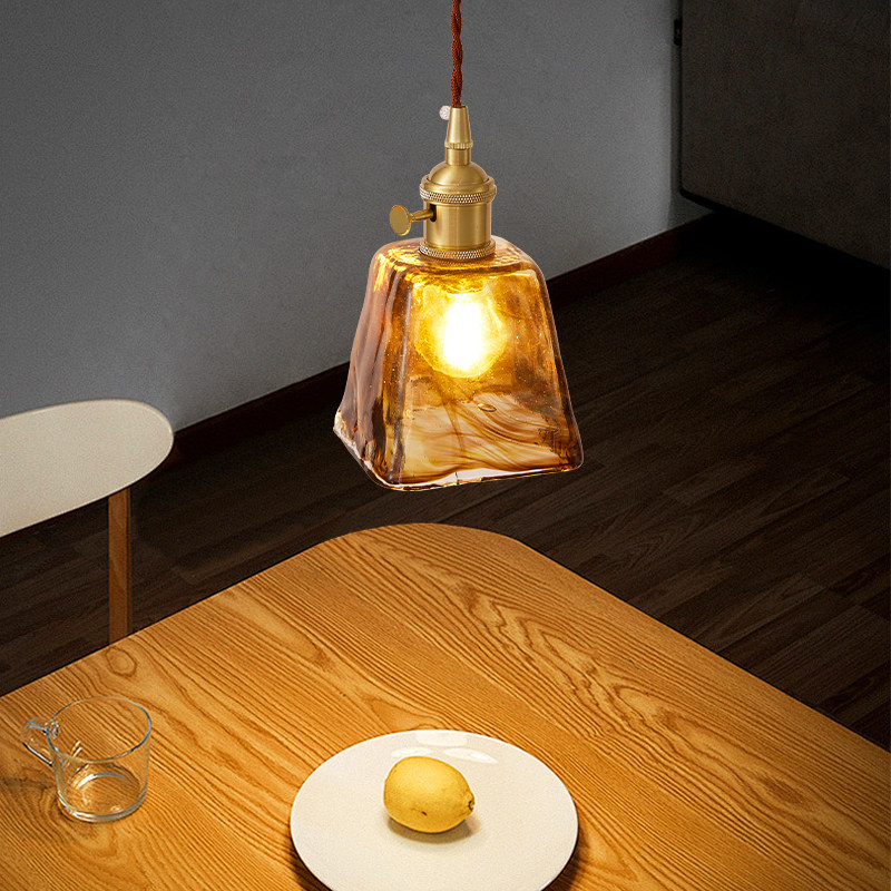 琥珀中古床头小吊灯卧室吊线灯玻璃高级感入户玄关走廊氛围阅读灯,家装灯饰光源,床头/玄关/吧台/过道吊灯,淘宝优惠券,粉丝福利购,淘宝优惠卷