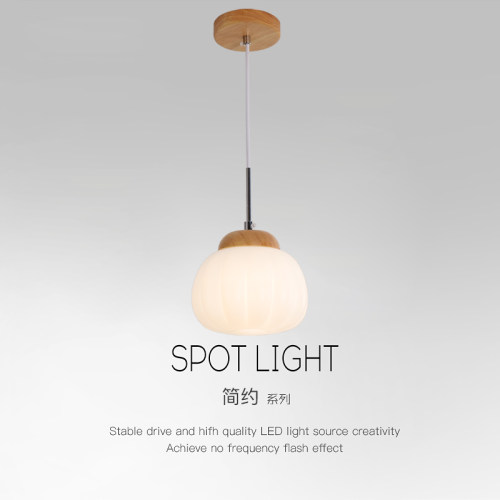 原木风南瓜小吊灯卧室床头吊线灯奶油侘寂餐厅吧台入户玄关单头灯