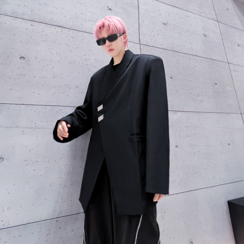 秋冬男外套宽松潮流纯色小西装高级感发型师西服上衣XF23P125,男装西服套装,星座101A-3