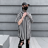 夏季男士条纹短袖衬衫宽松休闲潮流帅气青少年衬衣C233P65，男装T恤，星座101A-3