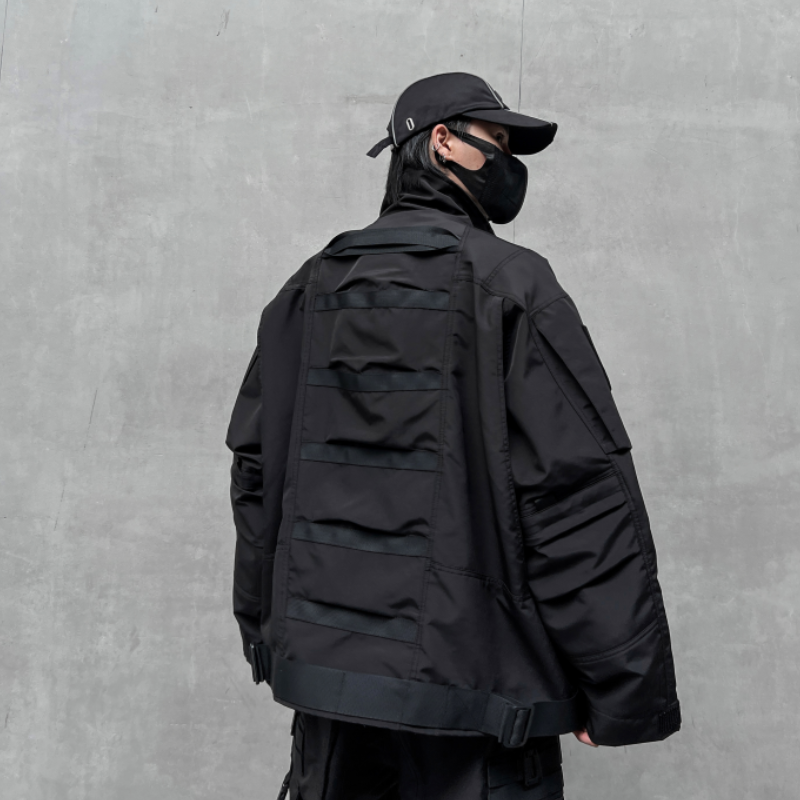 秋冬男暗黑纯色夹克机能风宽松工装潮牌休闲上衣外套W360P175,男装夹克,星座101A-3