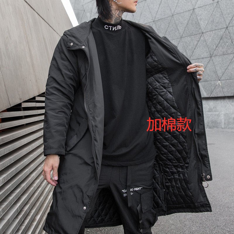 秋冬男士中长款加厚外套潮暗黑系休闲连帽棉衣外套W178P125,男装棉衣,星座101A-3