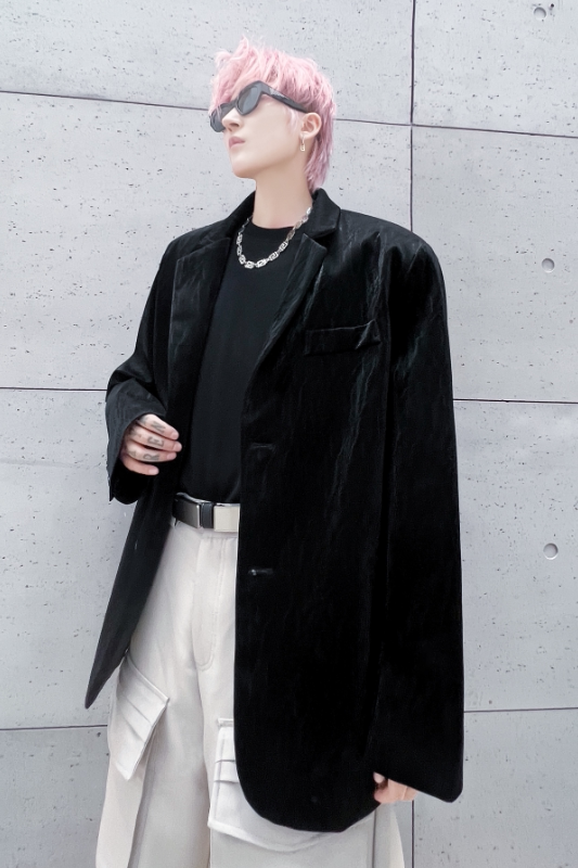 秋冬小西装纯色外套男高级感潮流ins宽松裂纹皮西服上衣XF20P125,男装西服套装,星座101A-3