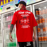 夏季新款男士个性印花短袖T恤嘻哈宽松风五分袖潮T恤T419P55，男装T恤，星座101A-3