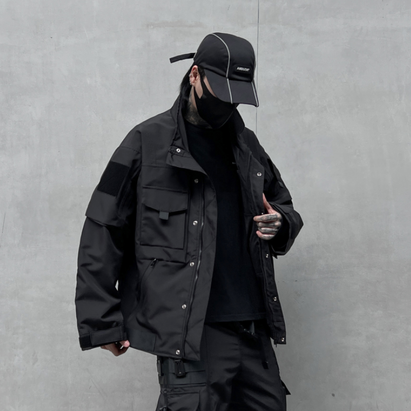 秋冬男暗黑纯色夹克机能风宽松工装潮牌休闲上衣外套W360P175,男装夹克,星座101A-3