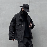 秋冬男暗黑纯色夹克机能风宽松工装潮牌休闲上衣外套W360P175，男装夹克，星座101A-3