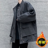秋冬立领夹克男潮流刺绣加绒长袖休闲外套W198普通P135加绒P145，男装夹克，星座101A-3