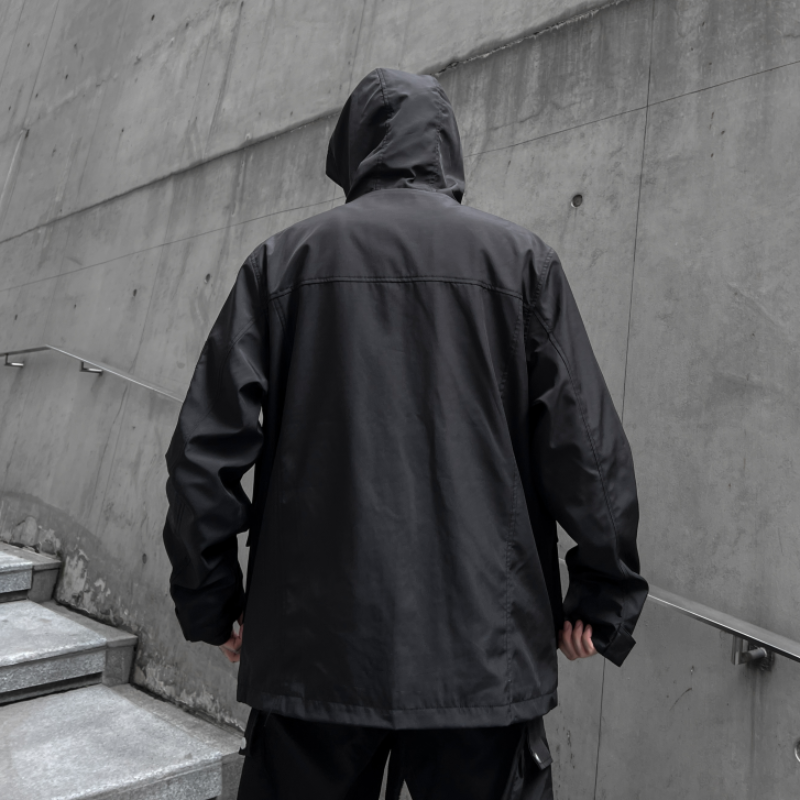 暗黑男秋冬宽松机能冲锋衣连帽夹克潮流炸街休闲工装外套W356P175,男装夹克,星座101A-3