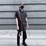 夏季暗黑系男士短袖衬衫潮流炸街宽松休闲短袖衬衣C300P85，男装T恤，星座101A-3